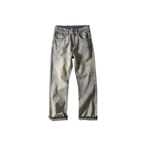 FAIRWHALE Джинсы Мужские Джинсовый Синий