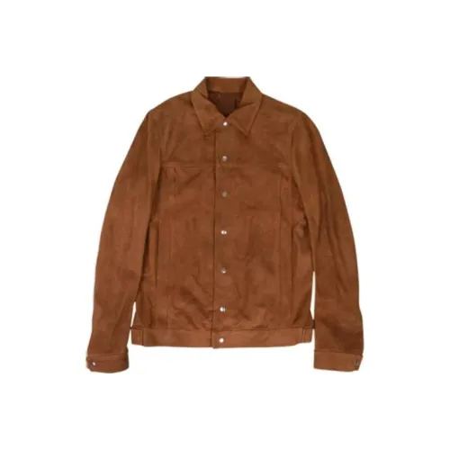 RICK OWENS совместный бренд Коричневый Мужской Кожаные куртки