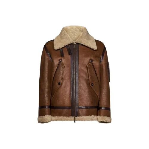 DSQUARED 2 Коричневый Мужская Кожаная Куртка