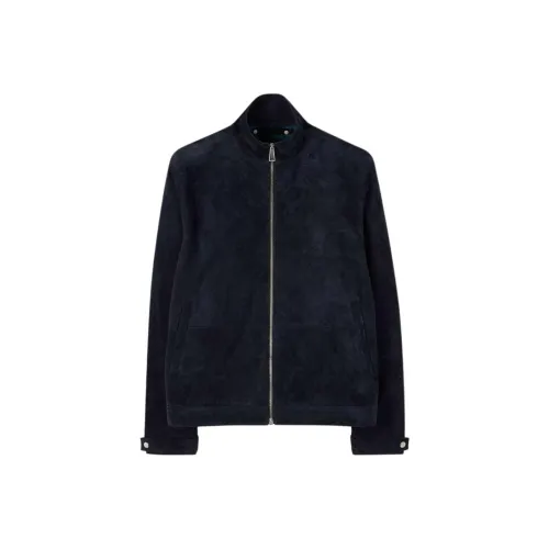 Paul Smith Морской Синий Мужские Кожаные Куртки