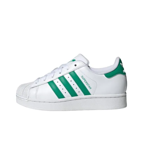 Adidas Originals Superstar 2 Устойчивый к истиранию Низкий Топ Детские Скейтбординги Облачный Белый Дворцовый Зеленый