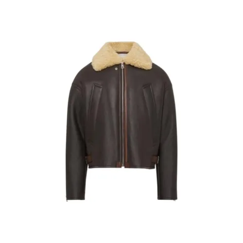 Bottega Veneta Темно-коричневые мужские кожаные куртки