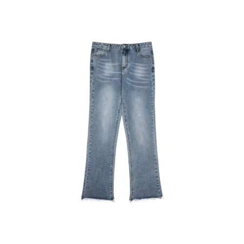 HARSH AND CRUEL SS22 Расклешенные штаны Джинсы Унисекс Выстиранный синий