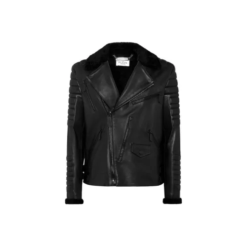 PHILIPP PLEIN Черные Мужские Кожаные Куртки