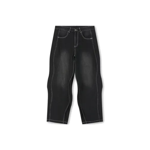 Безшовный крой, черные унисекс джинсы