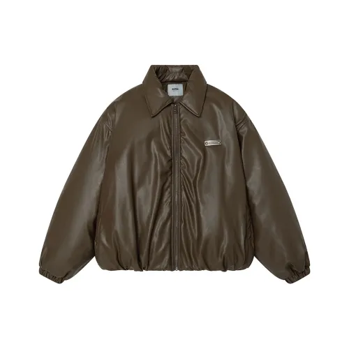 Heartboon Хлопковый пуховик унисекс коричневый