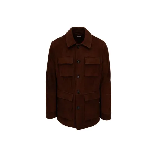 BRUNELLO CUCINELLI Красный Мужская Кожаная Куртка