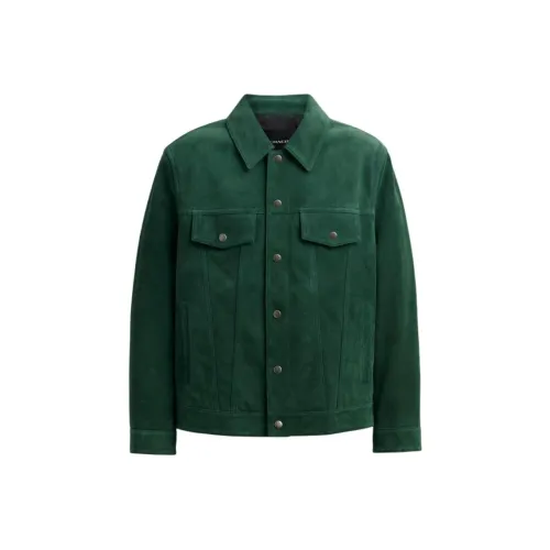 COACH SS24 Кожаная куртка мужская зеленая