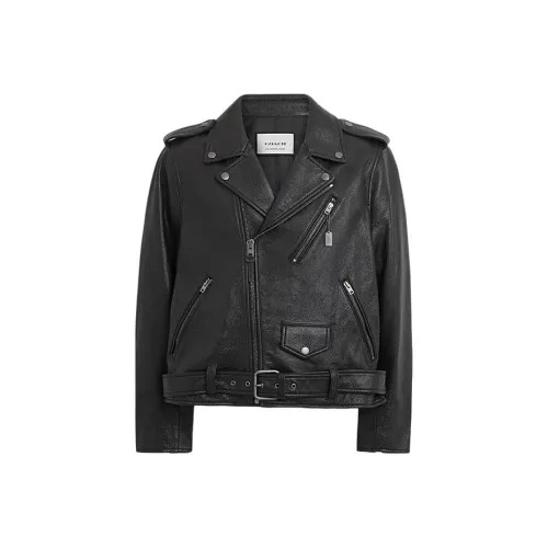 COACH Кожа Куртка Мужская Черная