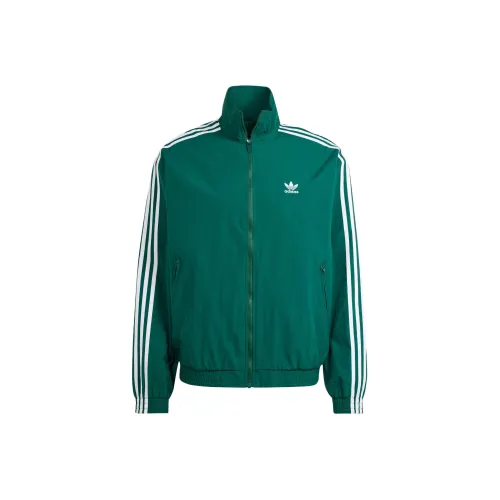 Adidas Originals Спортивный ретро стиль Воротник-стойка Куртки с Полосы Мужской Зеленый