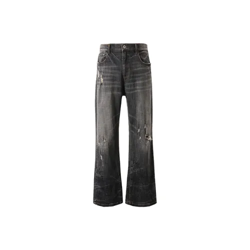 KREATE DENIM серия с процессом стирки Угольно-серый Унисекс Джинсы