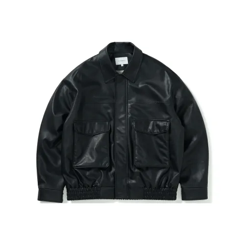 714STREET Куртки и пальто унисекс черного цвета