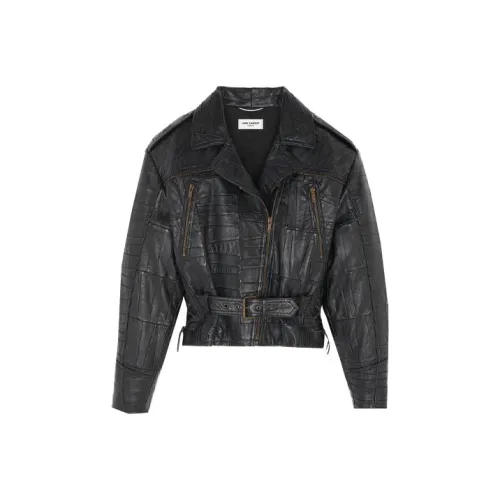 SAINT LAURENT Кожа Куртка Мужская Черная