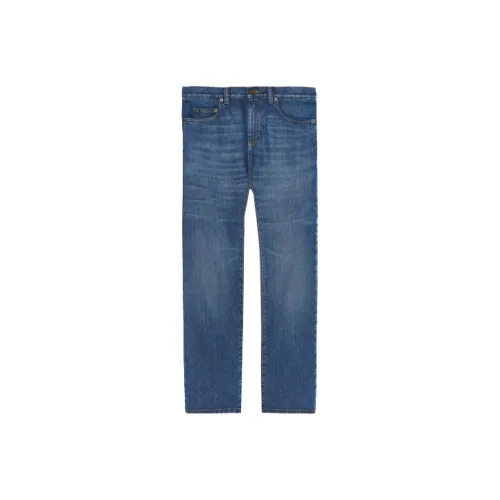 SAINT LAURENT FW21 Джинсы Мужские Синие