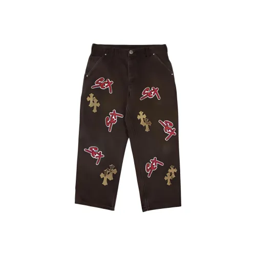 Chrome Hearts Коричневые Унисекс Джинсы
