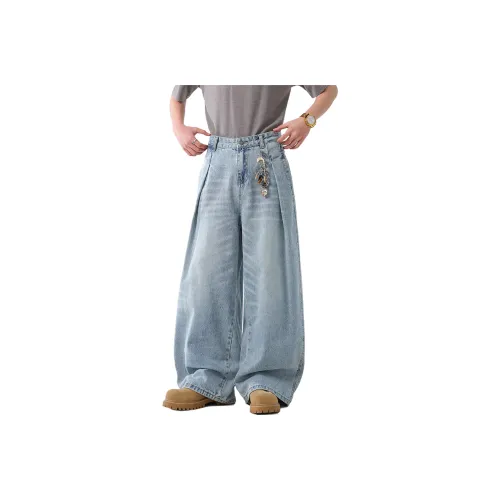 BQODQO Синие Унисекс Джинсы