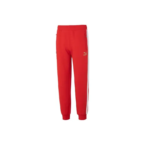 PUMA Вязаные тренировочные штаны унисекс красного цвета