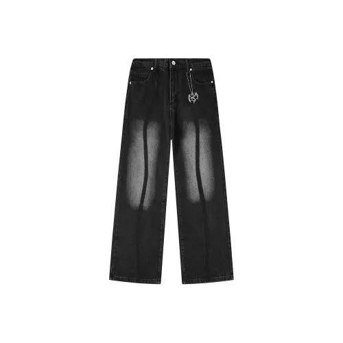 VOLCHOK Джинсы Унисекс Выстиранный Черный