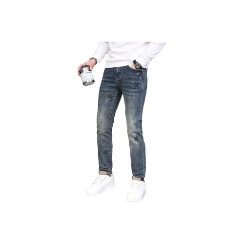 UOOHE Темно-синие унисекс джинсы