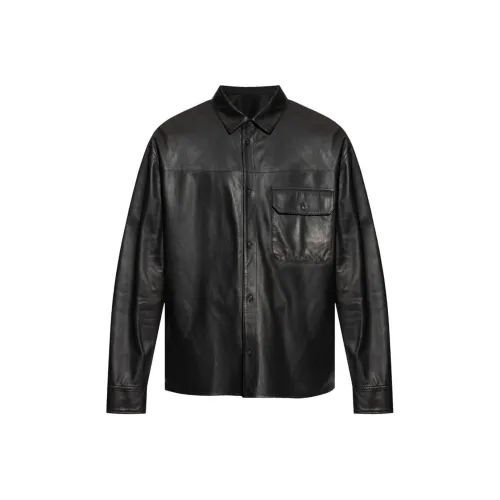 EMPORIO ARMANI SS24 Кожаная куртка мужская черная