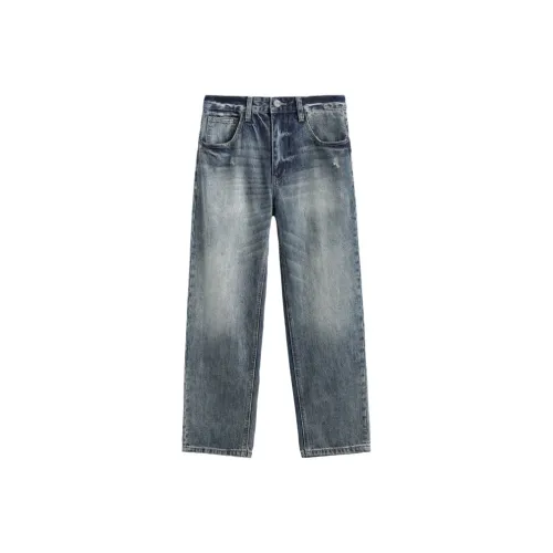 UKTK Пепельный Синий Мужские Джинсы