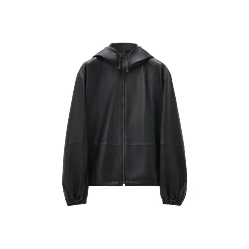 LOEWE FW24 Кожа Куртка Мужская Черная