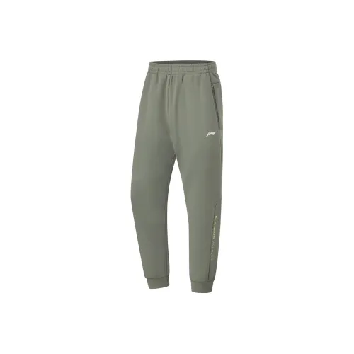 LINING Fitness Series Вязаные Тренировочные Штаны Мужские Дымчатый Зеленый