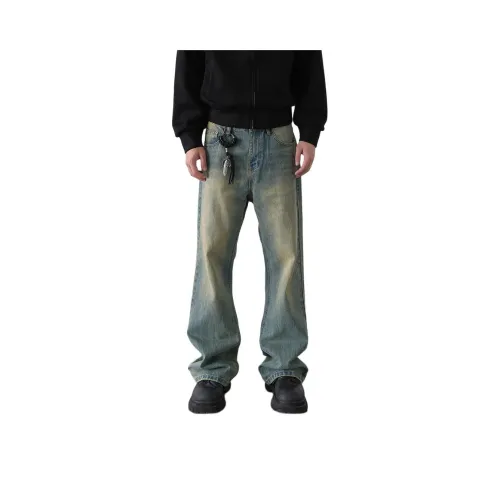 MASHAO Желтые Грязные Мужские Джинсы
