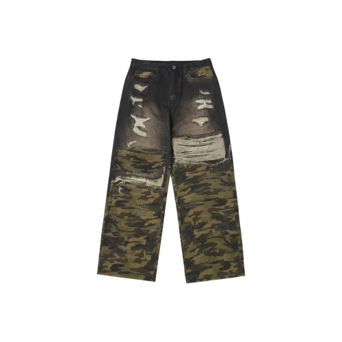AMBER LIGHT Джинсы Унисекс Камуфляж Зеленый