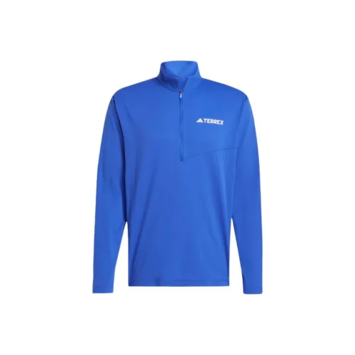 Adidas MULTI Climacool 1 2 Zip Long Sleeve Tee Куртка Мужская Полупрозрачный Синий