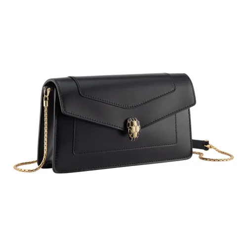 BVLGARI Serpenti Forever Series Телячья кожа Сумка через плечо Сумка на плечо Женская Черная