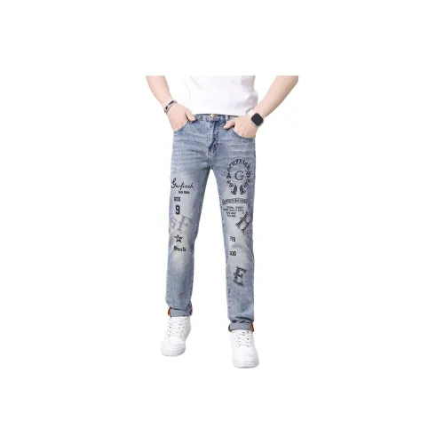 UOOHE Синие Унисекс Джинсы