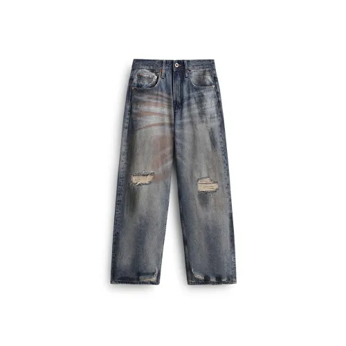 ZENGZHI Синие Унисекс Джинсы