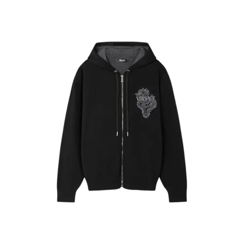 VERSACE Год дракона KNIT Zip Толстовка Куртки Пальто Мужской Черный