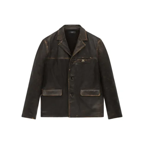 AMIRI FW24 Кожаная куртка мужская темно-коричневая