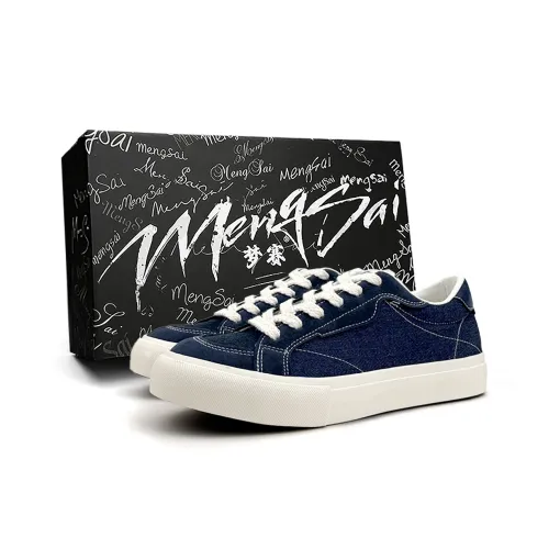Mengsai Slip-resistant Abrasion-resistant Low-top Skateboard Shoes Men's Denim Blue