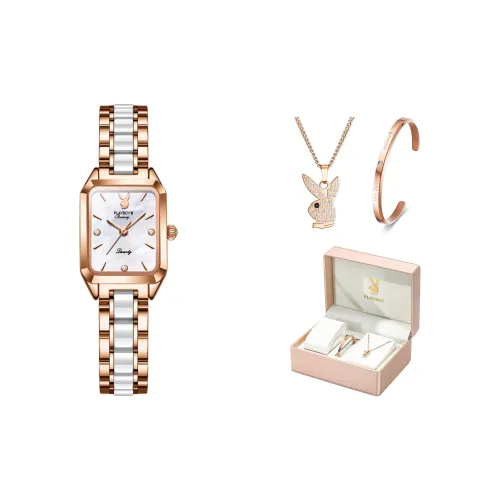 Playboy Square Classic Collection Кварцевый механизм ремешок из нержавеющей стали женские часы белый циферблат