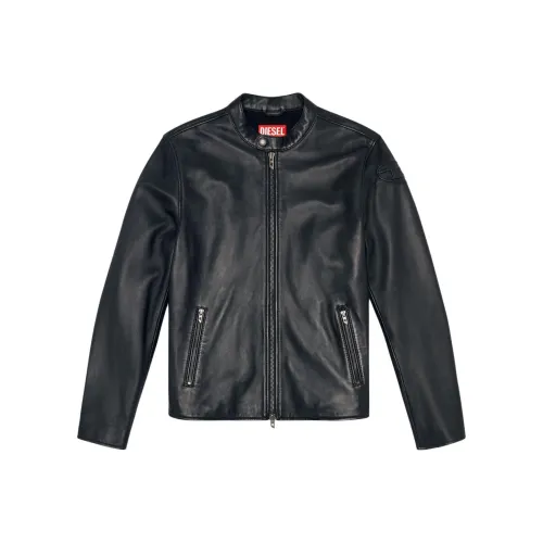 DIESEL Кожа Куртка Мужская Черная
