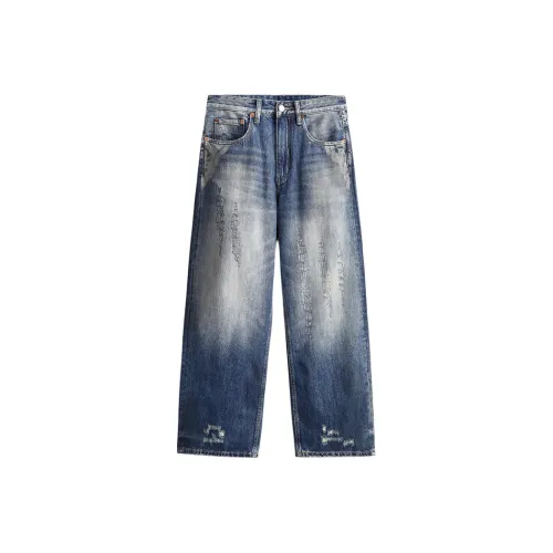 ZENGZHI Джинсы Унисекс Грязно-Синий