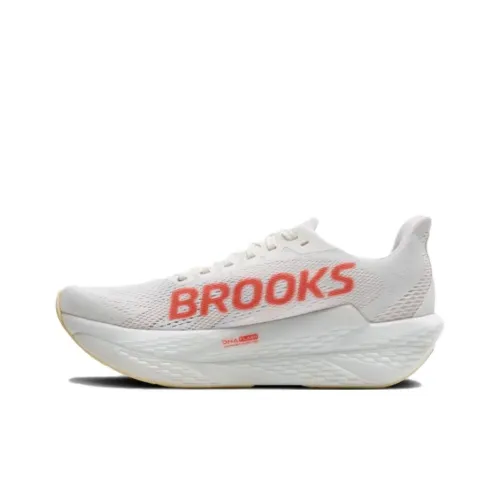 Brooks Hyperion Ma Амортизация Износостойкий Низкий Топ Марафон Беговые кроссовки Женские Белые Персиковый Цвет