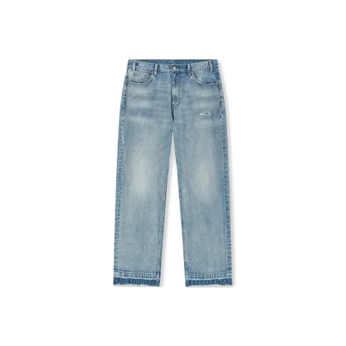 Безшовный крой, синий, унисекс, джинсы