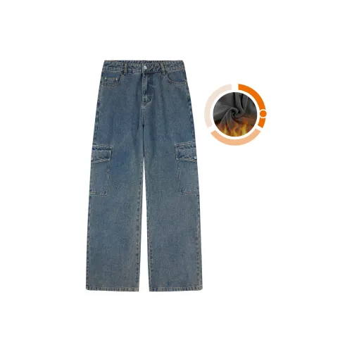 PASET Зимний Джинсы Унисекс Винтаж Синий