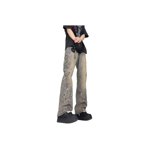 HELEH Грязно-желтые унисекс джинсы