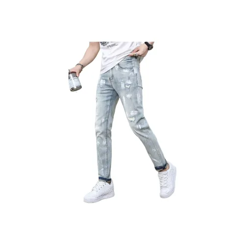 UOOHE Светло-синие унисекс джинсы