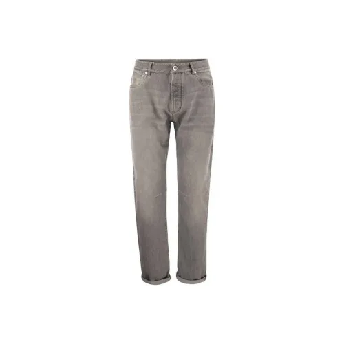 BRUNELLO CUCINELLI Серый Мужской Джинсы