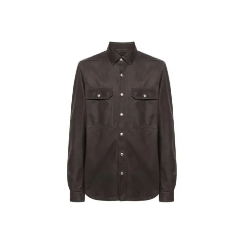 RICK OWENS совместный бренд RO кожаная куртка мужская серого цвета