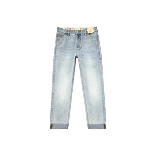 GUSHILANG Джинсы Мужские Светло-Синие