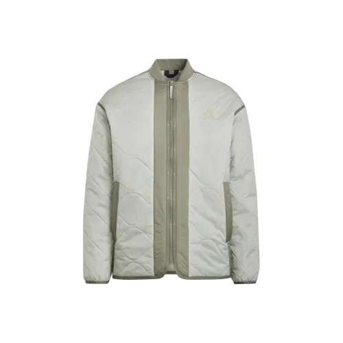 Adidas Легкий Стеганый хлопковый пуховик Мужской Серый Зеленый