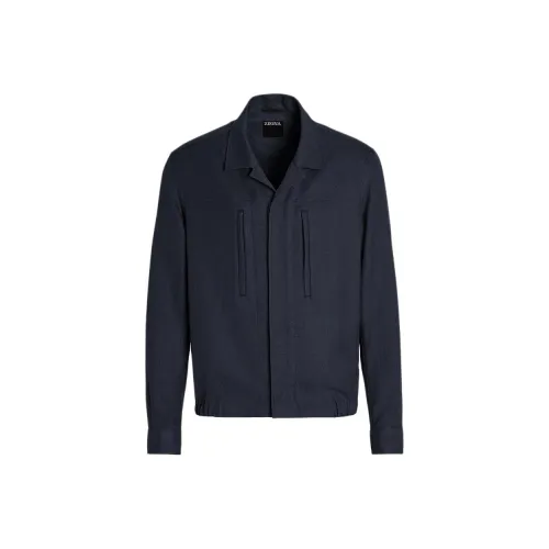 Ermenegildo Zegna Темно-синие мужские куртки