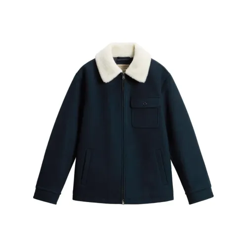 WOOLRICH FW24 Куртки и Пальто Мужской Морской Синий